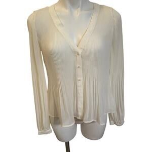 Express Cream Crinkle Long Sleeve Blouse sz XS CottageCore